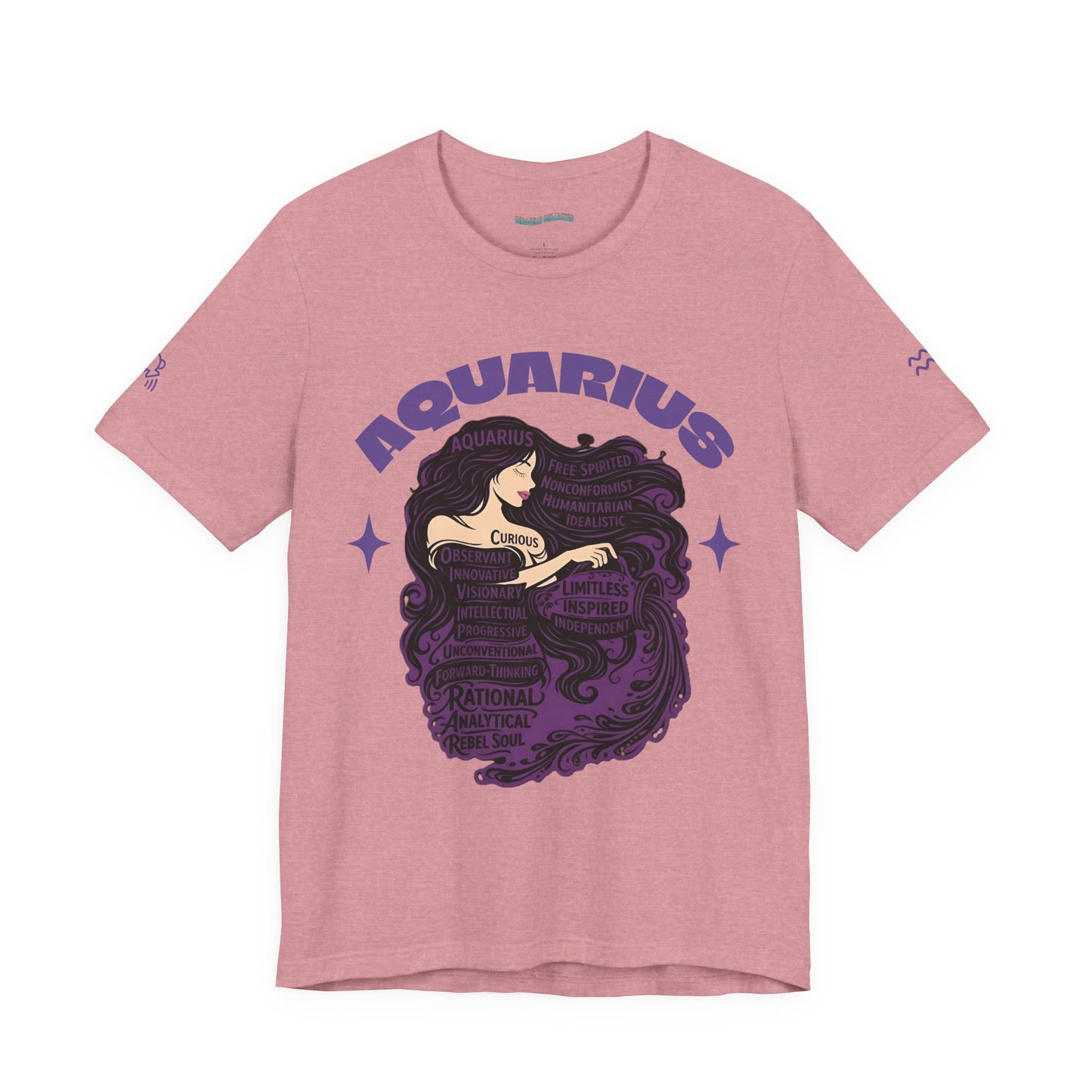 Aquarius | Word Art Graphic Tee2 (amethyst)-"Aquarius" Definition on Back
