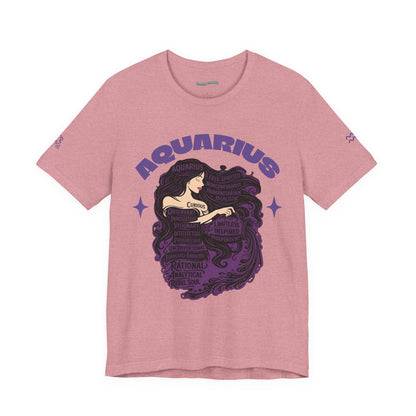 Aquarius | Word Art Graphic Tee2 (amethyst)-"Aquarius" Definition on Back