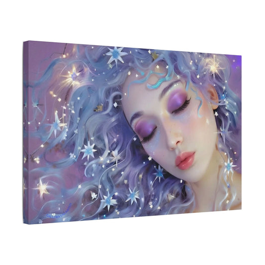 Winter Fantasy 4 | Celestial Maiden Serenity Satin Stretched Canvas Print