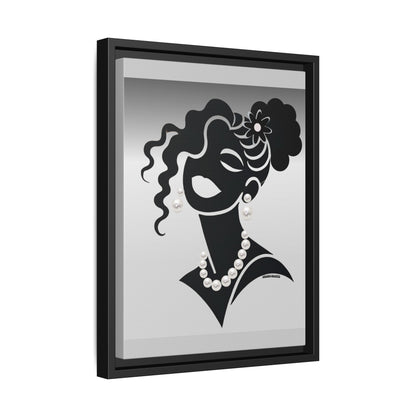 Pearls & Curls 2 | Black and White Framed Matte Canvas Wall Art (black or white frame)