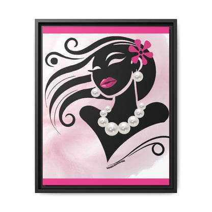 Pearls & Curls6 | Pink Pout - Framed Matte Canvas Art