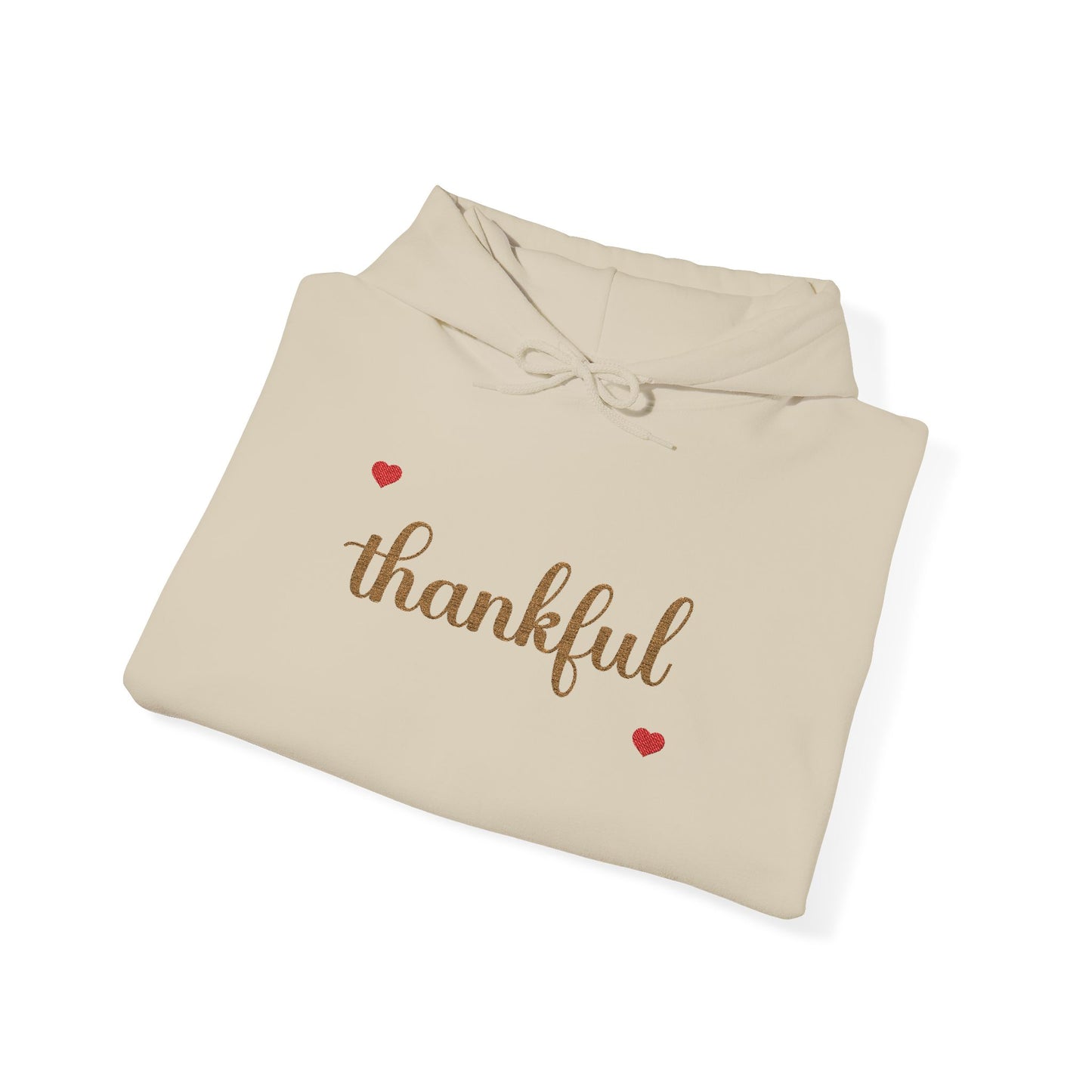 The Thankful Edit1 |Gold Embroidered Thankful Hoodie, red hearts (multiple colors)