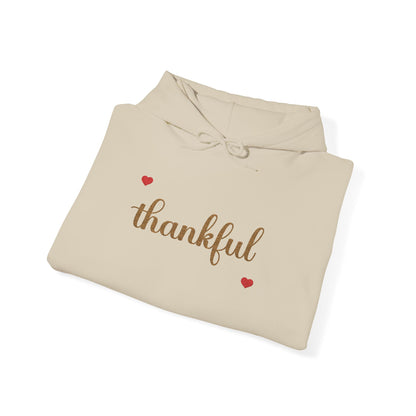 The Thankful Edit1 |Gold Embroidered Thankful Hoodie, red hearts (multiple colors)