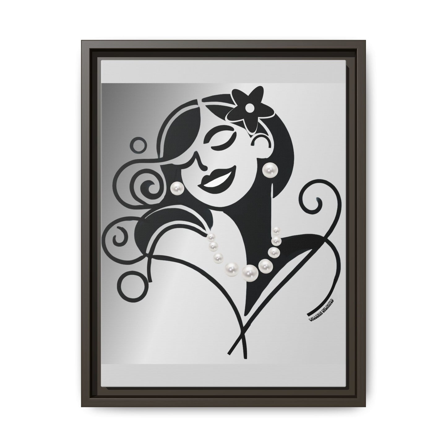 Pearls & Curls 4 | Black and White Framed Matte Canvas Wall Art (black or white frame)