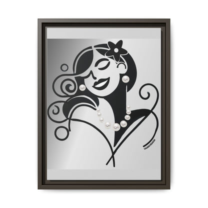 Pearls & Curls 4 | Black and White Framed Matte Canvas Wall Art (black or white frame)