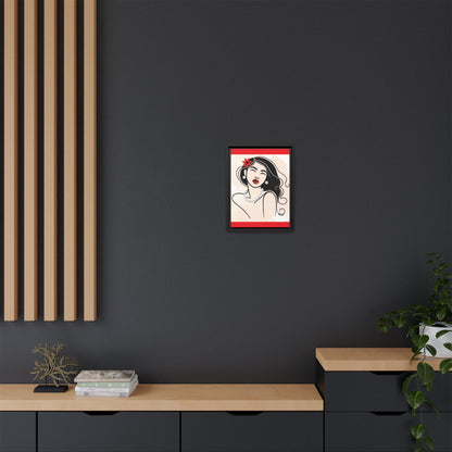 Pearls & Curls 3 | Scarlet Kiss Framed Matte Canvas Wall Art (black or white frame)