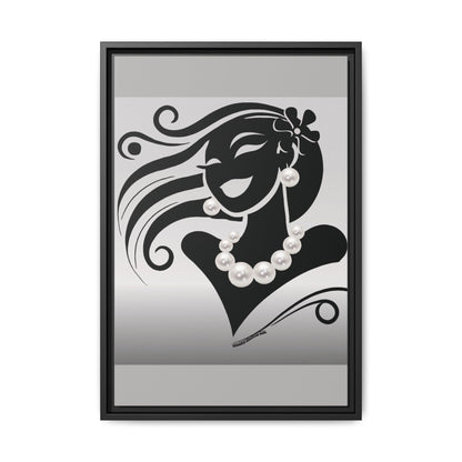 Pearls & Curls6 | Black and White - Framed Matte Canvas Art (black or white frame)