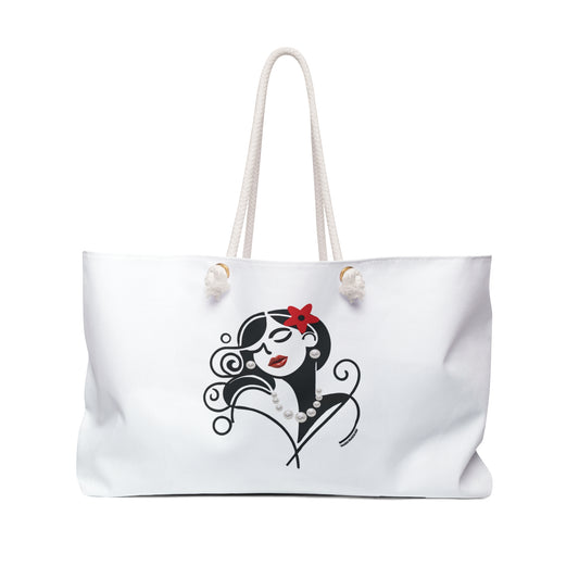 Pearls & Curls4 | White - Two-Sided Weekender Bag