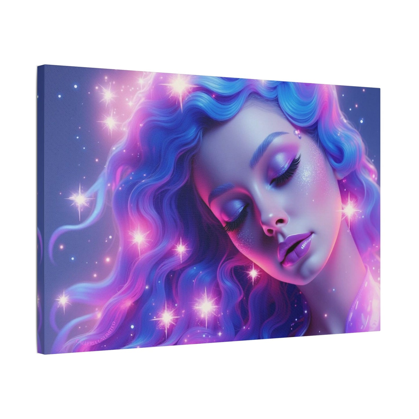 Winter Fantasy 2 | Dreamy Neon Muse Satin Stretched Canvas Print