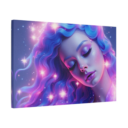 Winter Fantasy 2 | Dreamy Neon Muse Satin Stretched Canvas Print