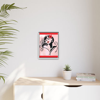 Pearls & Curls 4 | Cherry Kiss Framed Matte Canvas Wall Art (black or white frame)