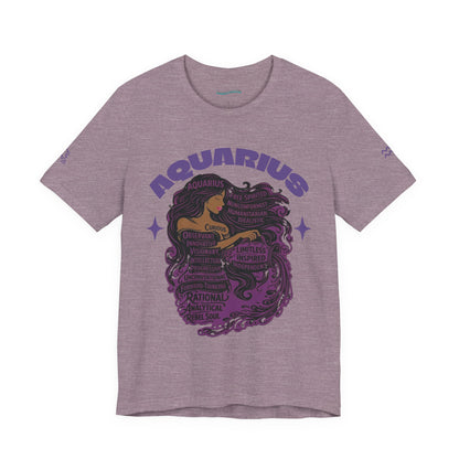 Aquarius | Word Art Graphic Tee (amethyst)-"Aquarius" Definition on Back