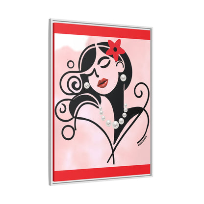 Pearls & Curls 4 | Cherry Kiss Framed Matte Canvas Wall Art (black or white frame)