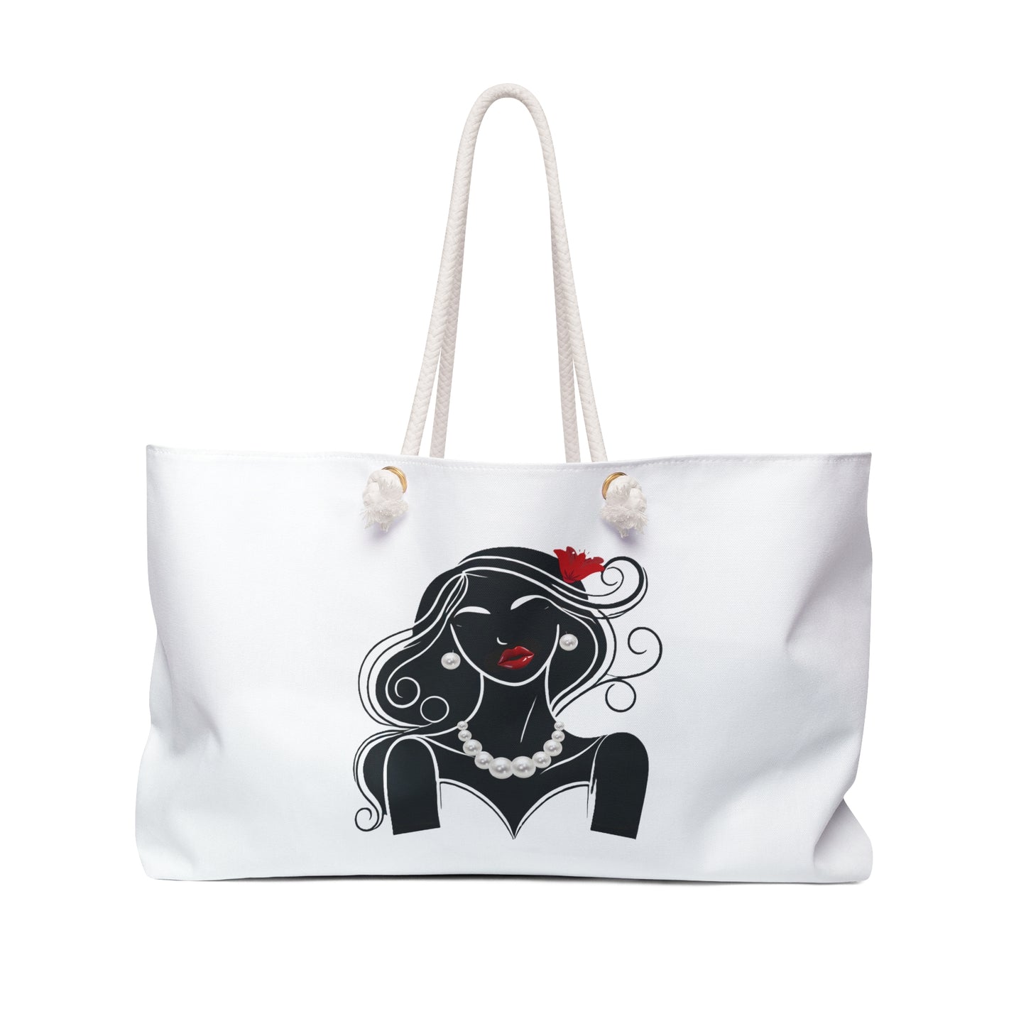 Pearls & Curls 1 | White Double-Sided Weekender Bag
