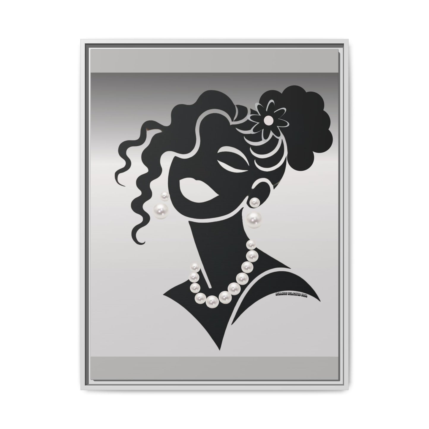 Pearls & Curls5 | Black and White - Framed Matte Canvas Art (black or white frame)