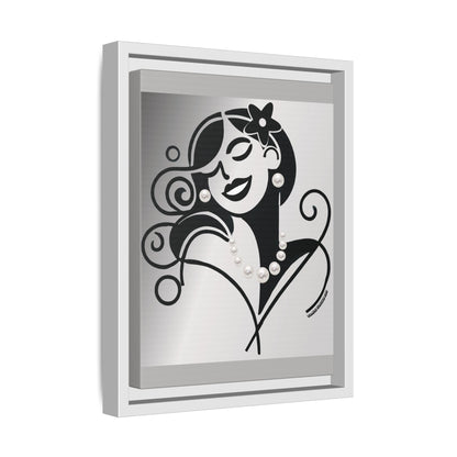 Pearls & Curls4 | Black and White - Framed Matte Canvas Art (black or white frame)