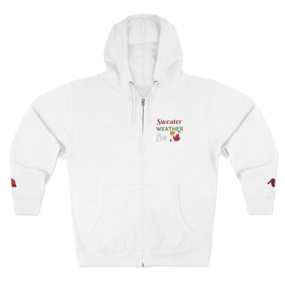 Harvest Haze 5 | 'Sweater Weather' Graphic Icon Zip Hoodie — Cozy Fall Hoodie with Autumn Icons