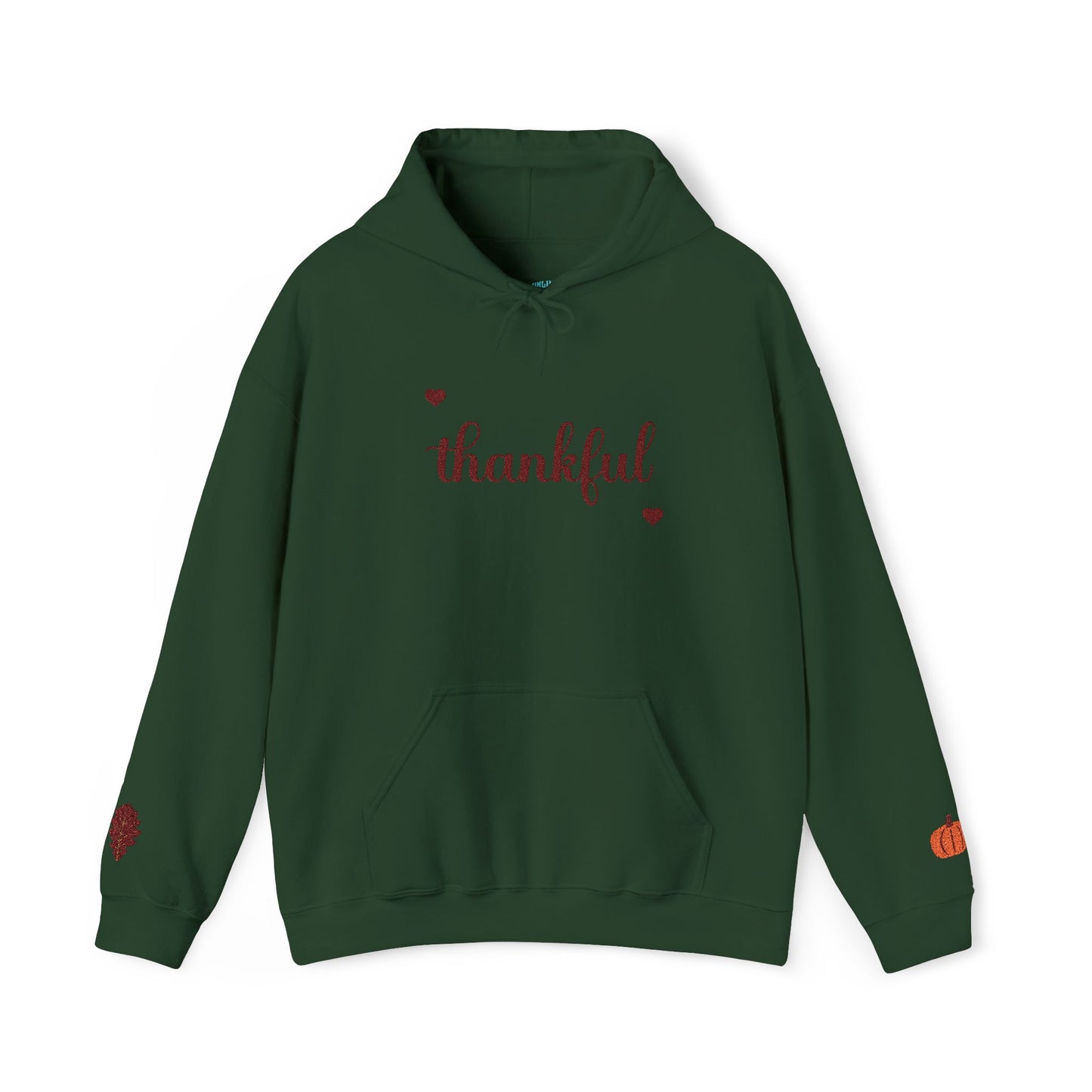 The Thankful Edit1 | Maroon Embroidered Thankful Hoodie, maroon hearts (multiple colors)