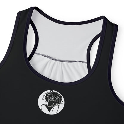 Pearls & Curls2 | Black - Plain Ringer Tank (black or white trim)