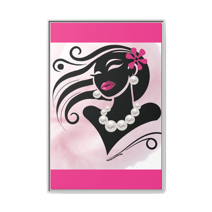 Pearls & Curls6 | Pink Pout - Framed Matte Canvas Art