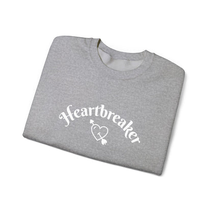 Heartbreaker 0 | White Embroidered Heartbreaker Crewneck Sweatshirt