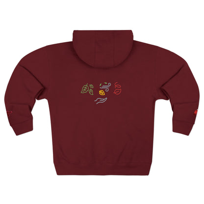 Harvest Haze 5 | 'Sweater Weather' Graphic Icon Zip Hoodie — Cozy Fall Hoodie with Autumn Icons
