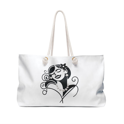 Pearls & Curls 4 | White Double-Sided Weekender Bag