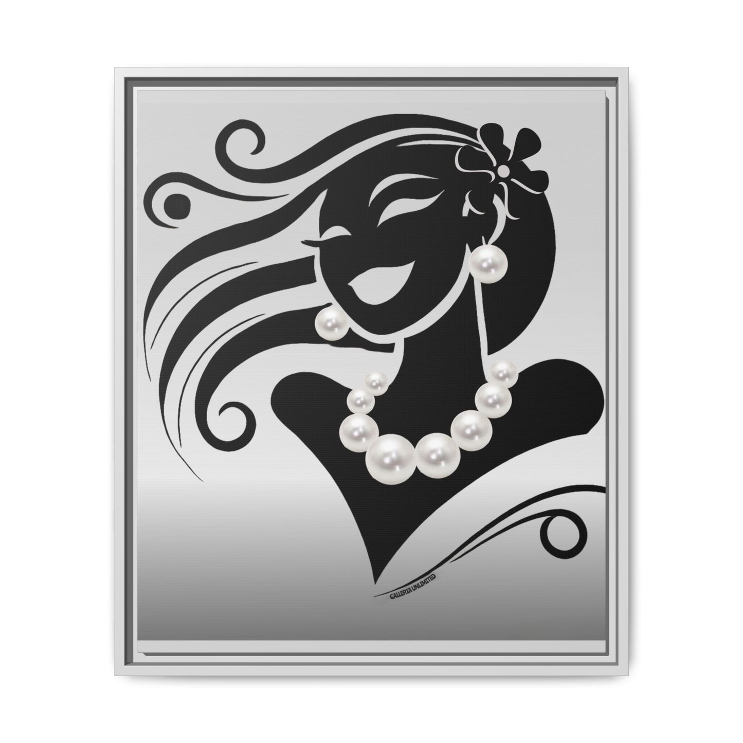 Pearls & Curls 6 | Black and White Framed Matte Canvas Wall Art (black or white frame)