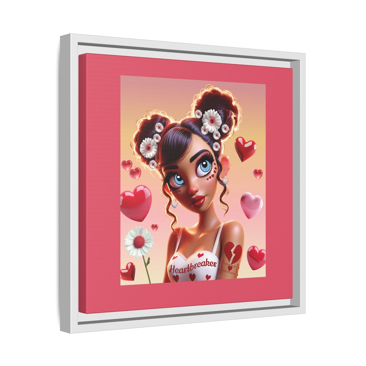 Heartbreaker 1 | Raspberry - Canvas Print, framed matte (multiple sizes/frame colors))