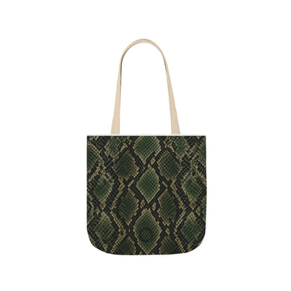 Snake | Olive Snakeskin Pattern Canvas Tote Bag