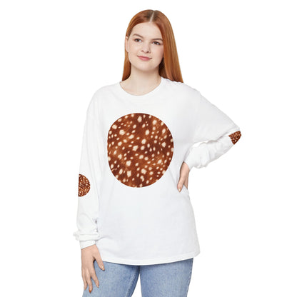 Deer | Fawn Spotted Circle Patch Long Sleeve Tee (Elbow Accents), multiple colors