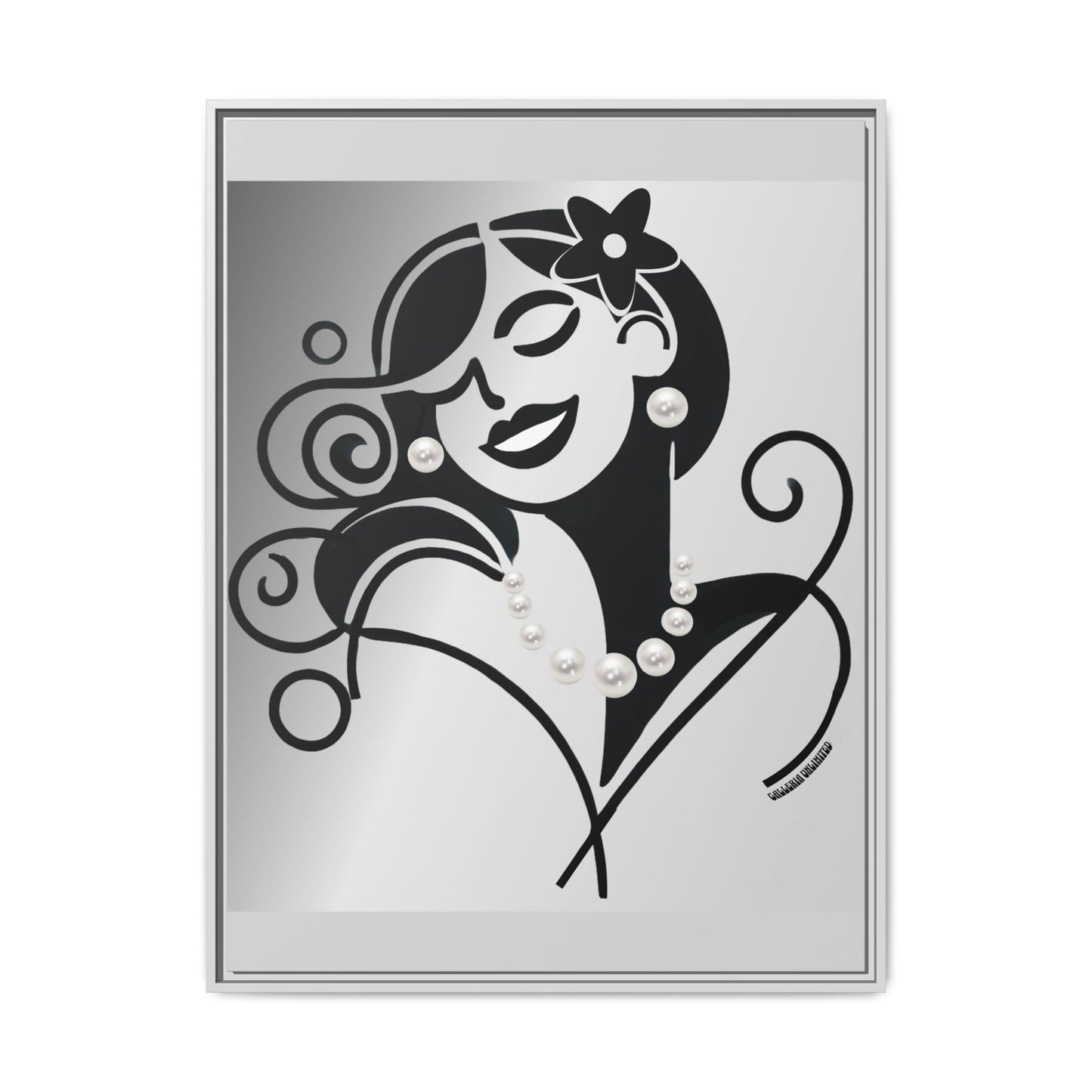 Pearls & Curls 4 | Black and White Framed Matte Canvas Wall Art (black or white frame)