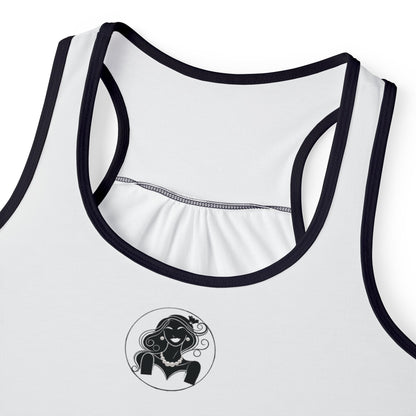 Pearls & Curls1 | White - Plain Ringer Tank (black or white trim)