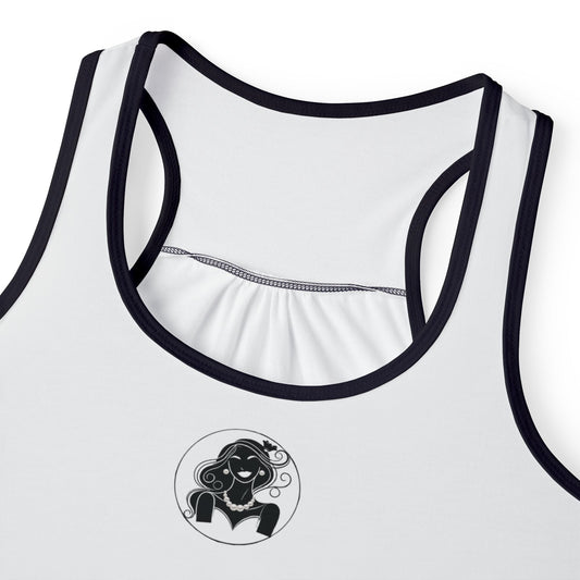 Pearls & Curls1 | White - Plain Ringer Tank (black or white trim)