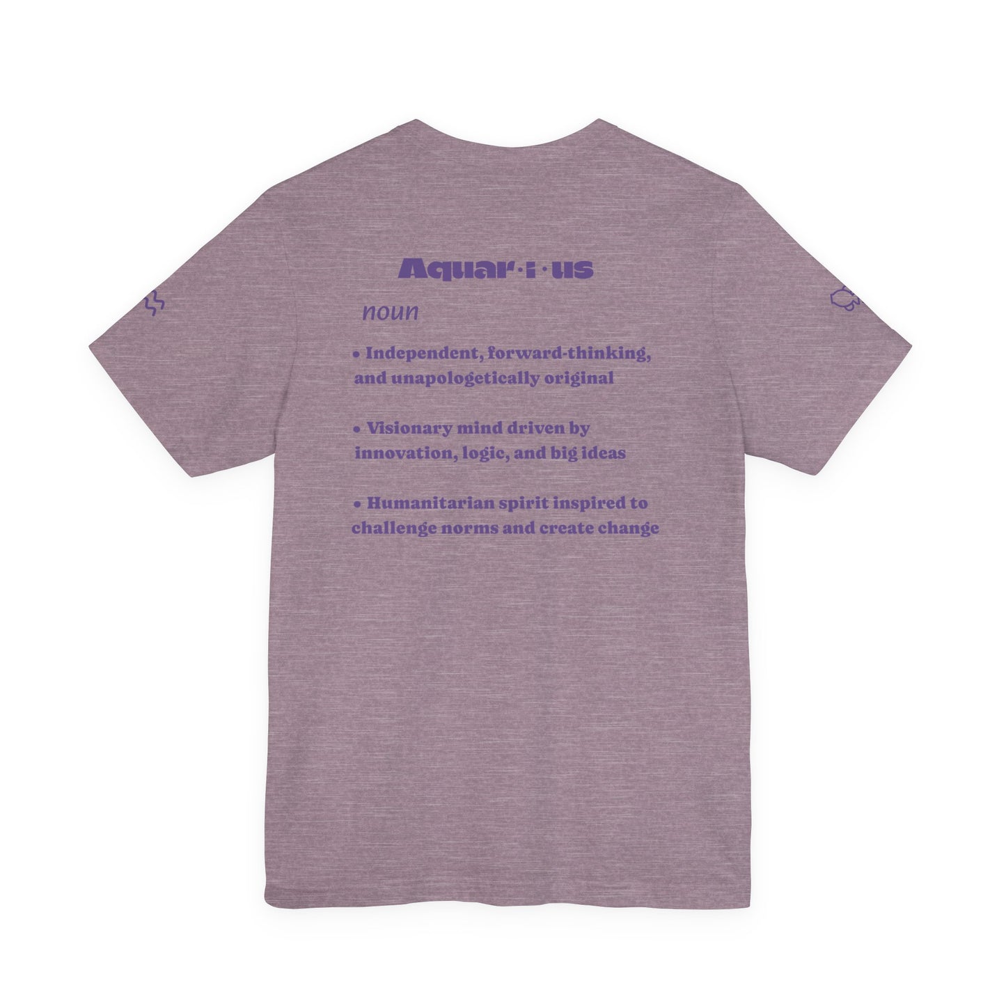 Aquarius | Word Art Graphic Tee (amethyst)-"Aquarius" Definition on Back