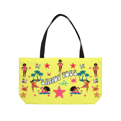 Sandy Toes | Pineapple Two-Sided Weekender Tote Bag (black girl)