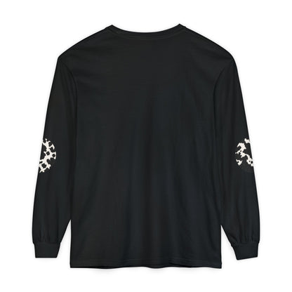 Cow | Black & White Cowhide Circle Patch Long Sleeve Tee (Elbow Accents)
