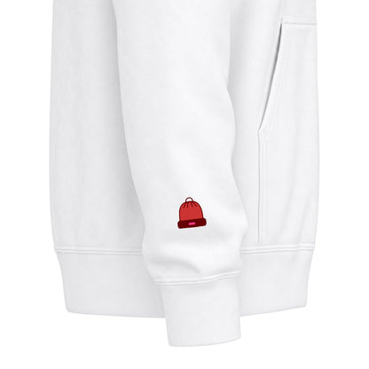 Harvest Haze 6 | 'Sweater Weather' Graphic Icon Zip Hoodie (non-embroidered) — Cozy Fall Hoodie with Autumn Icons, front and back design