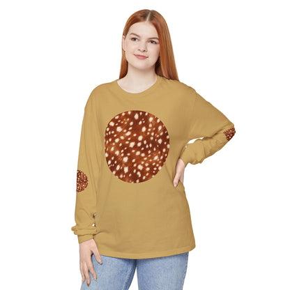Deer | Fawn Spotted Circle Patch Long Sleeve Tee (Elbow Accents), multiple colors