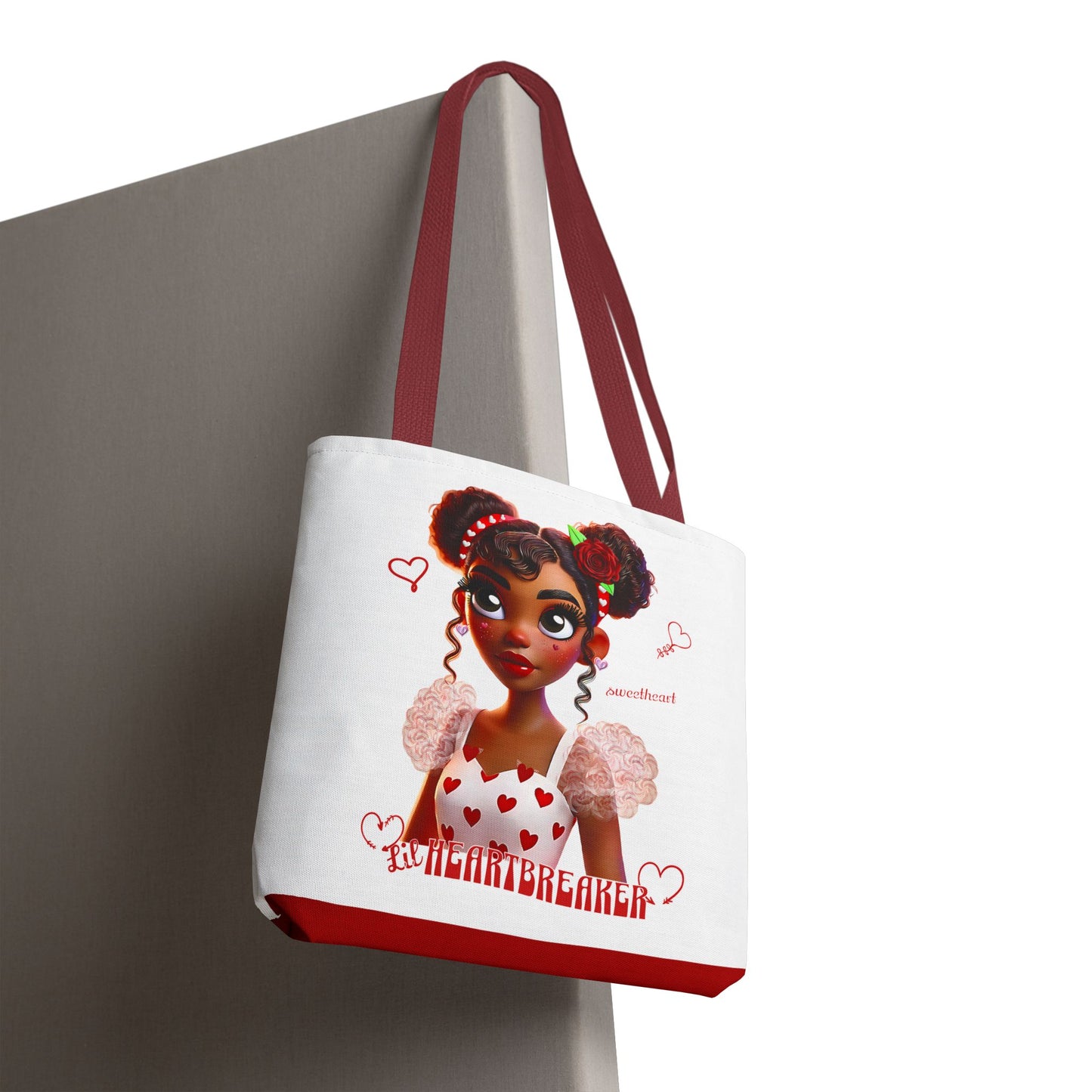 Heartbreaker Girl | Marshmallow All Over Print Two-Tone Tote Bag (multiple strap colors)