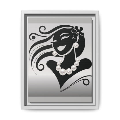 Pearls & Curls6 | Black and White - Framed Matte Canvas Art (black or white frame)