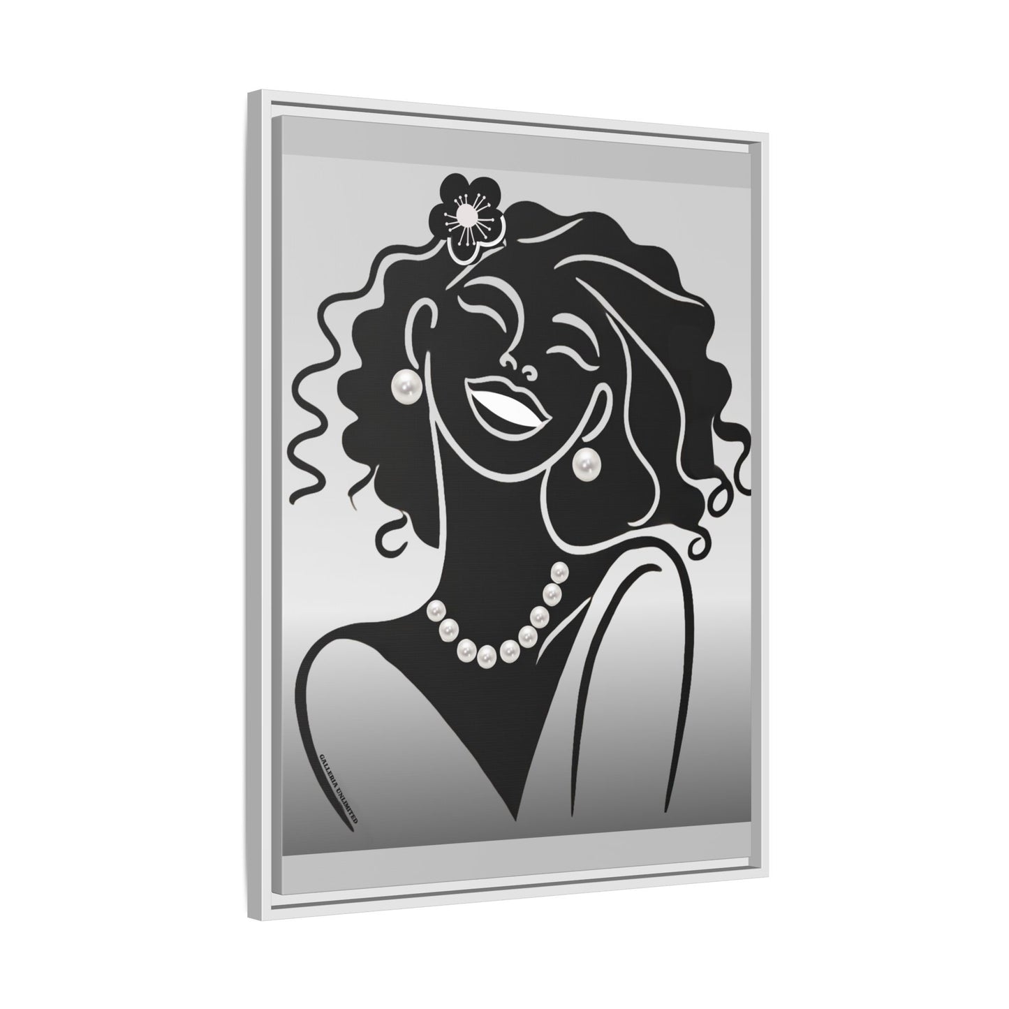 Pearls & Curls 2 | Black and White Framed Matte Canvas Wall Art (black or white frame)