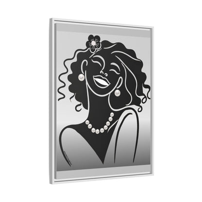 Pearls & Curls 2 | Black and White Framed Matte Canvas Wall Art (black or white frame)