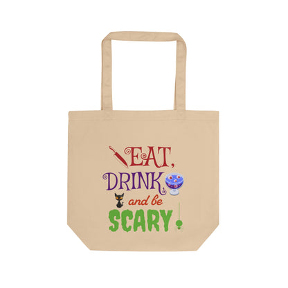 Harvest 'Ween 1 | "Not a Basic Witch" & "Eat, Drink and Be Scary" Eco Canvas Tote Bag