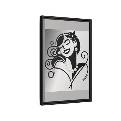 Pearls & Curls4 | Black and White - Framed Matte Canvas Art (black or white frame)
