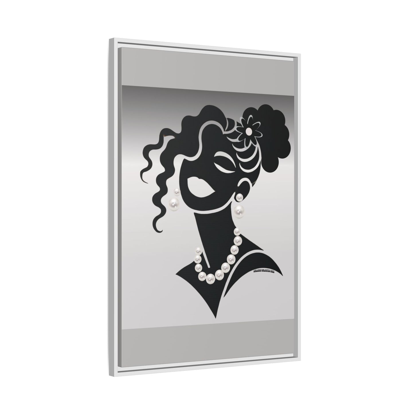 Pearls & Curls5 | Black and White - Framed Matte Canvas Art (black or white frame)