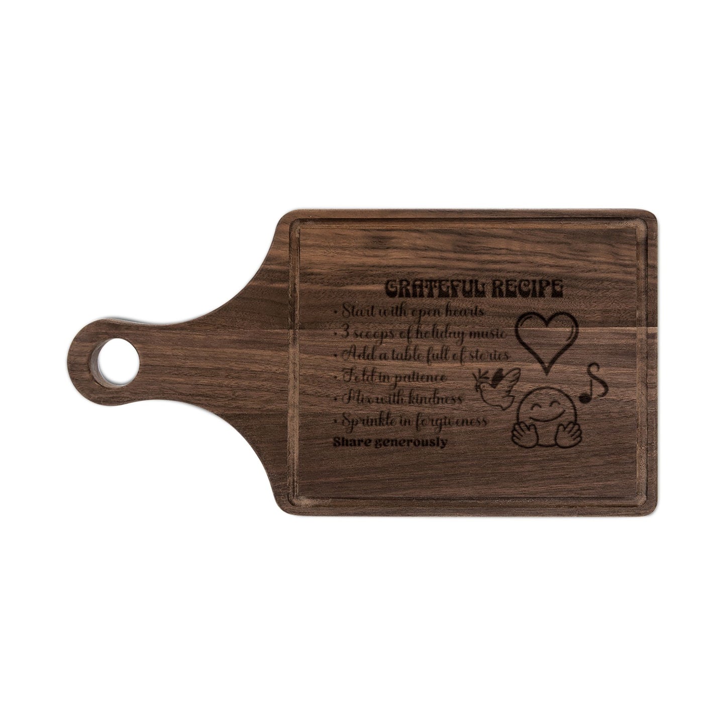 The Cozy Edit4 | "Grateful Recipe" Engraved Wooden Cutting Board (maple or walnut)