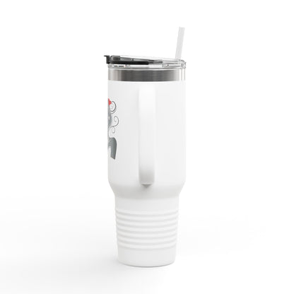 Pearls & Curls1 | Ruby Lips - Insulated Travel Mug, 40oz (black, white, or red)