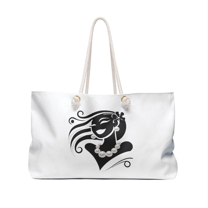 Pearls & Curls 6 | White Double-Sided Weekender Bag