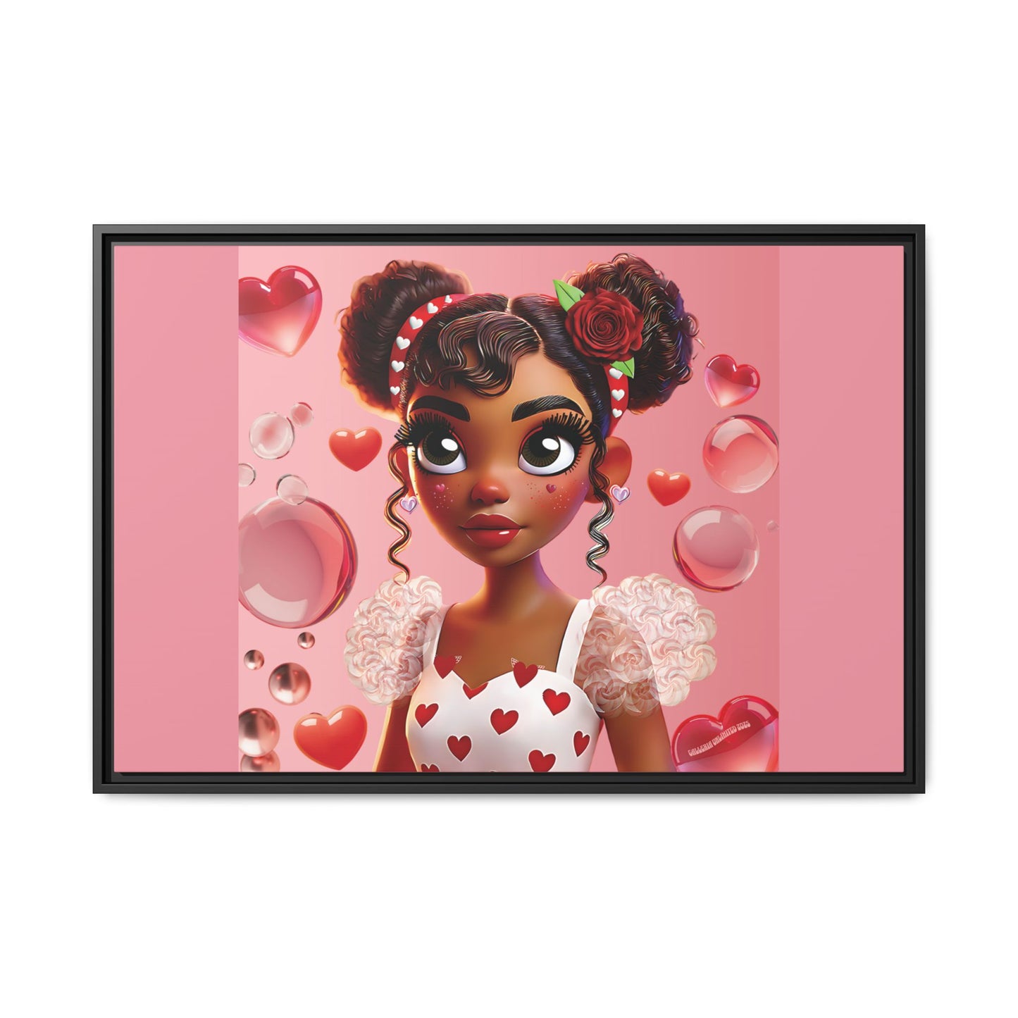 Heartbreaker Girl | Bubblegum - Canvas Print, framed matte (multiple sizes/frame colors)